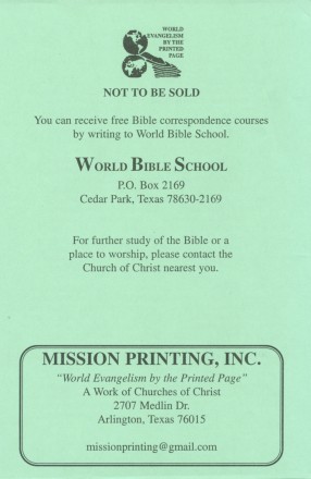 A Reply to Teaching on Infant Baptism - back cover (26K)