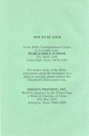 Restoring the New Testament Church - backcover (21K)