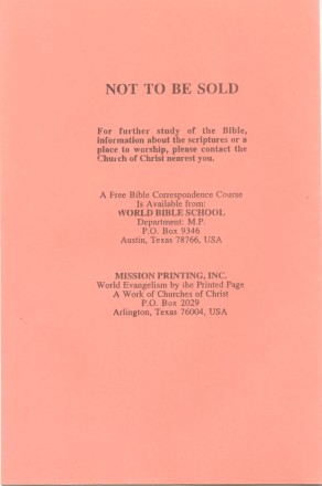 What is the Church of Christ - back cover (29K)